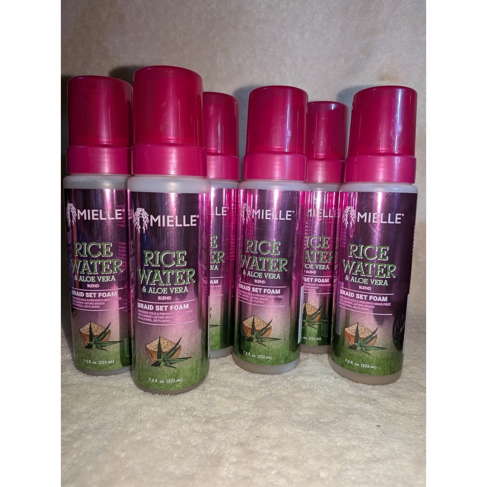 **6ct** Mielle Rice Water & Aloe Vera Blend Braid Setting Foam 7.5oz Each  ~NEW~